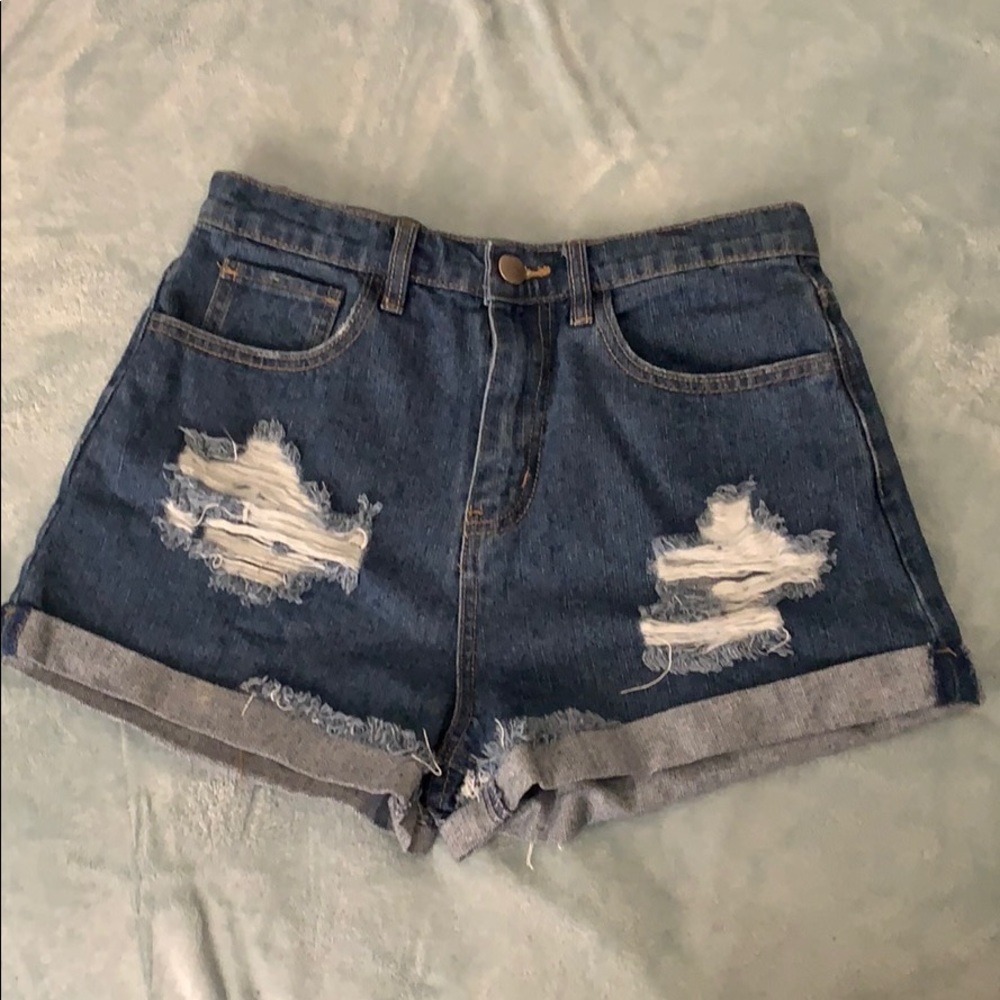 High waisted denim shorts
